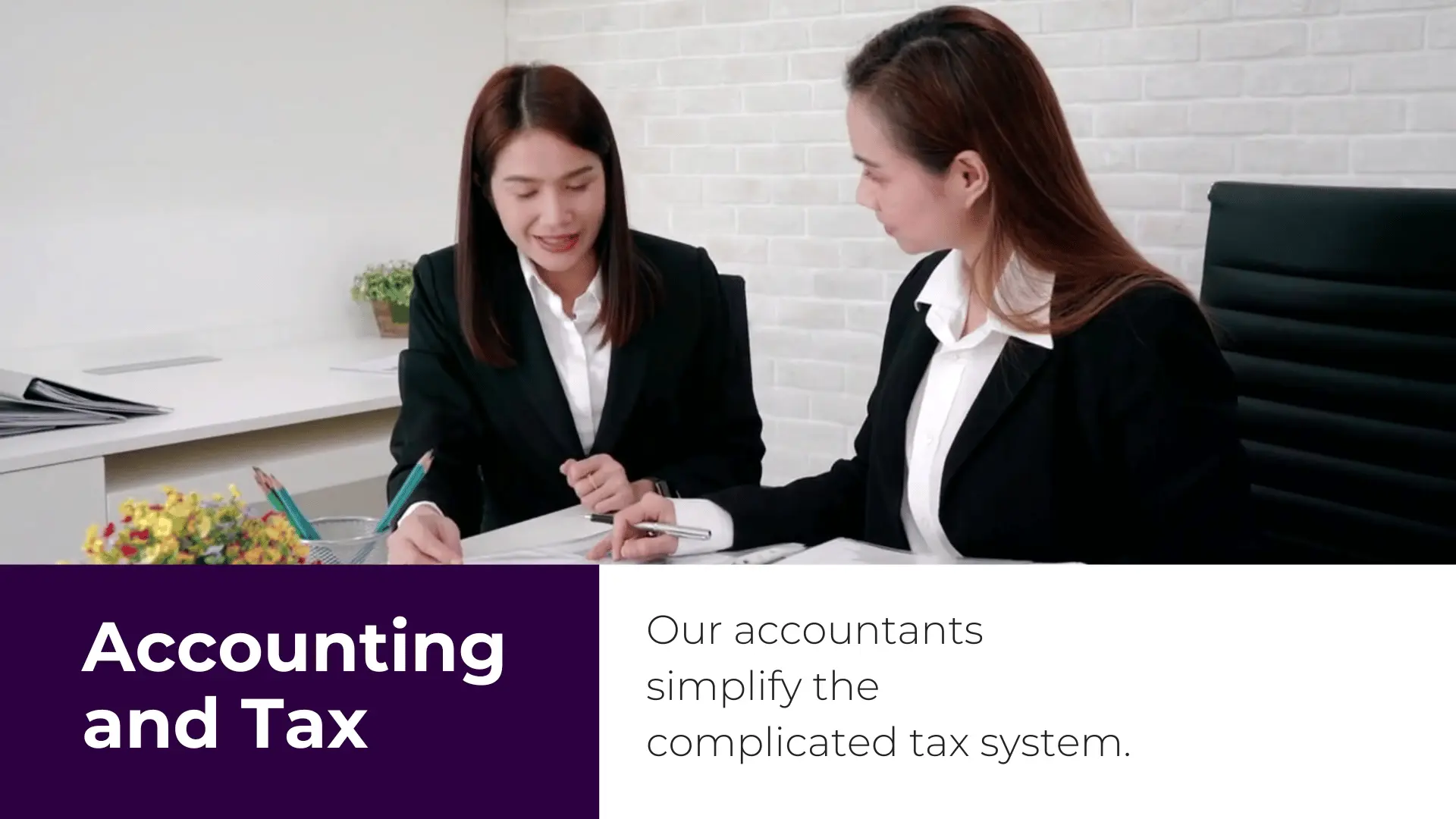 two people talking through accounting services