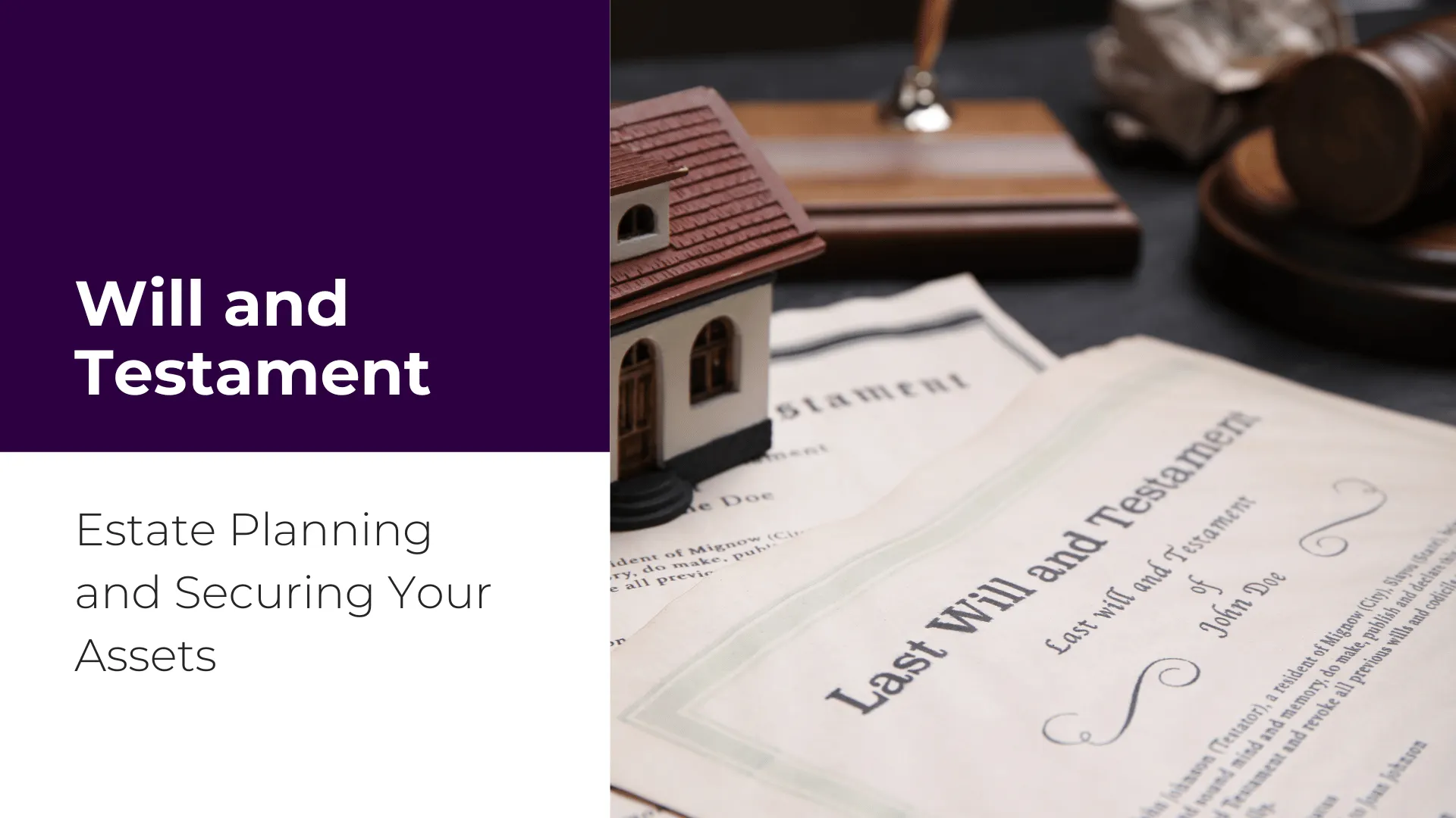 a will and estate planning contract on a table in a lawyers office